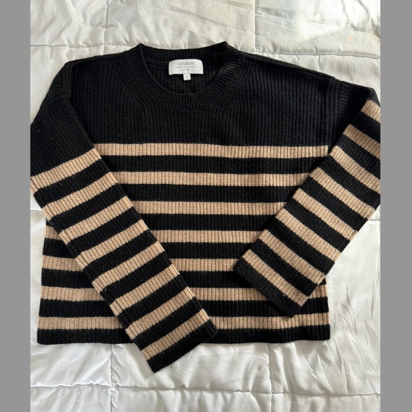 La Ligne Mini Striped Toujours Sweater - Black/Camel Size Small - Picture 6 of 7